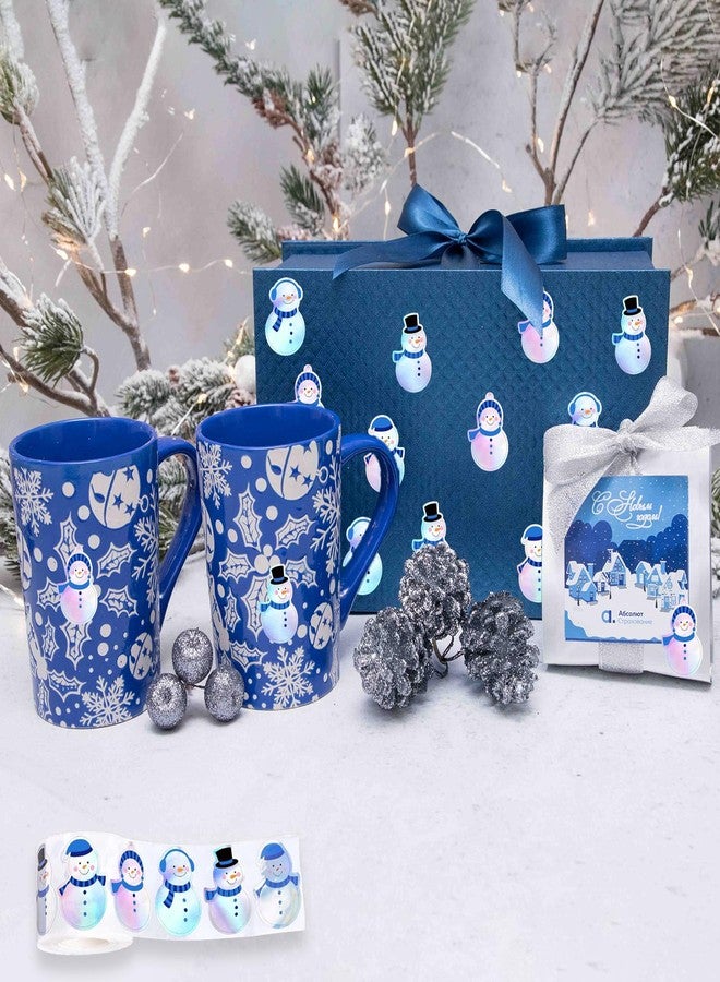 ASABITE 500Pcs Christmas Snowman Stickers Rolls 1.2Inch Laser Waterproof Decals Cute Funny Self-Adhesive Sticker Roll Winter Xmas Blue Snowman Stickers for Kids Christmas Party Decoration - Image 5